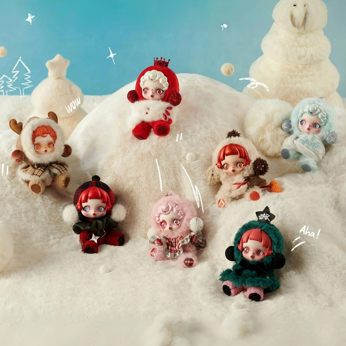 POP MART/SKULLPANDA Winter Symphony シリーズ ぬいぐるみペンダント（1/6）